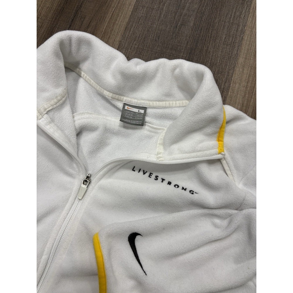 Nike Jacket Boys Size Large White Full‎ Zip Livestrong Fleece Athleticwear